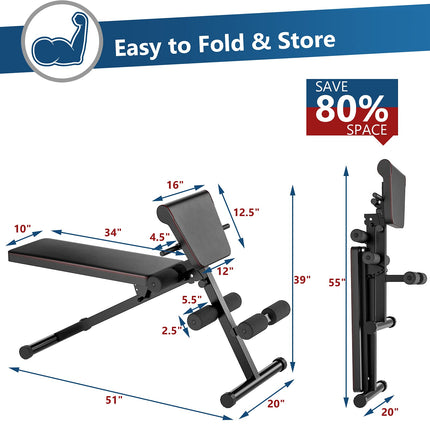 Multifunctional Weight Bench, Foldable Exercise Bench with Adjustable Positions - GoplusUS