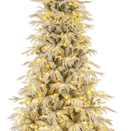 Goplus 6ft / 7ft / 8ft Pre-Lit Snow Flocked Christmas Tree with PE & PVC Mixed Branch Tip