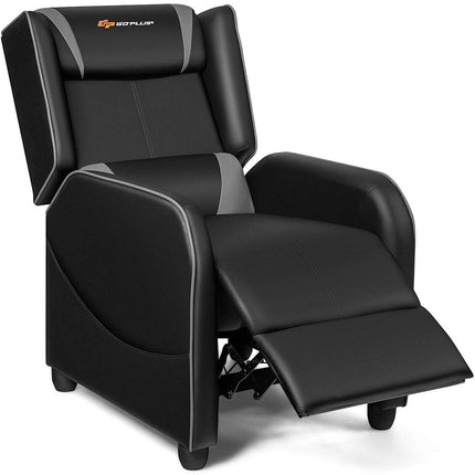 Goplus Massage Gaming Recliner Chair, Racing Style PU Leather Single Recliner Sofa with Footrest - GoplusUS
