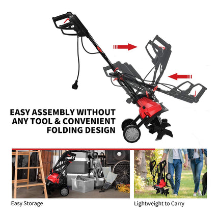 10 Amp Corded Electric Tiller and Cultivator, 14-Inch Tiller w/ 9" Tilling Depth - GoplusUS