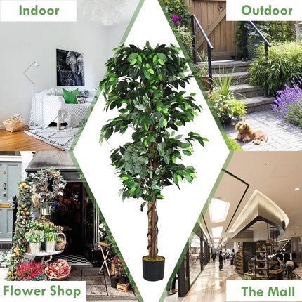 4/5.5/6FT FICUS Silk Leaf Artificial Tree - GoplusUS