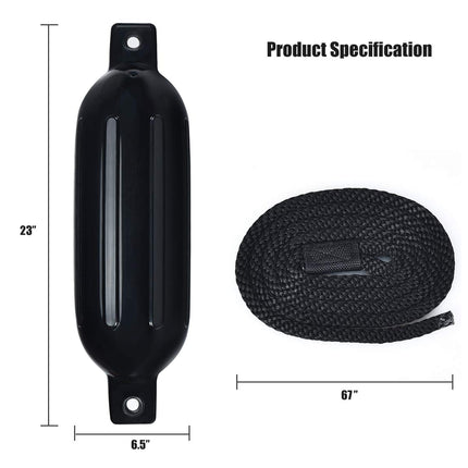4 Pack Marine Boat Fender, Ribbed Inflatable Marine Bumper - GoplusUS