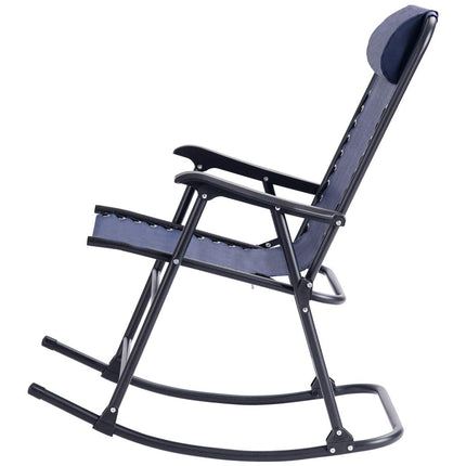 Folding Rocking Chair Recliner Headrest Patio Pool Yard Outdoor - GoplusUS