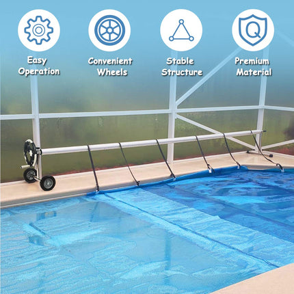21FT Pool Cover Reel Set, Aluminum Pool Solar Cover Reel - GoplusUS