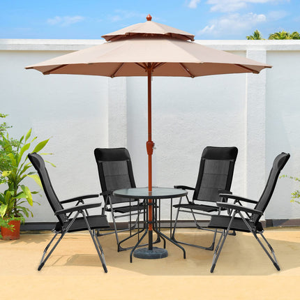 Folding Patio Sling Chairs, Portable Dining Chair with Headrest - GoplusUS