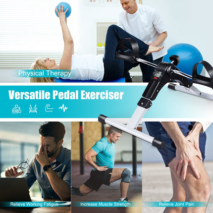 Folding Pedal Exerciser, Adjustable Resistance Mini Exercise Bike - GoplusUS