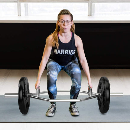 56" Olympic Hex Bar, Foldable Barbell Trap Bar with Knurled Handles - GoplusUS