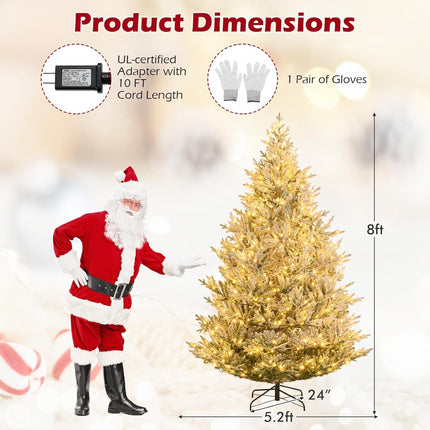 Goplus 6FT / 7FT / 8FT Pre-Lit Snow Flocked Christmas Tree Holiday Home Office Decoration