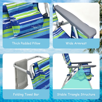 Goplus Backpack Beach Chairs, 2 Pcs Portable Camping Chairs with Cool Bag and Cup Holder (Without Side Table) - GoplusUS