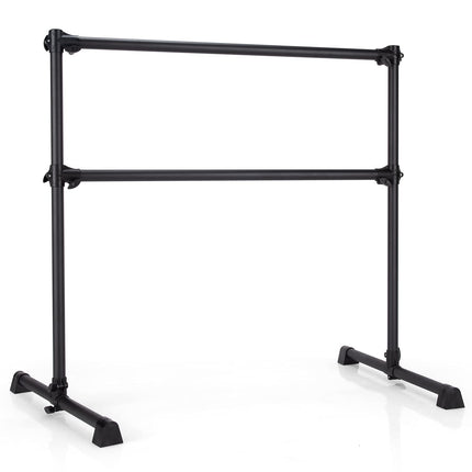 Goplus Double Ballet Barre Bar, Portable 4 FT Freestanding Dancing Bar w/ 7" - 46" Adjustable Height - GoplusUS