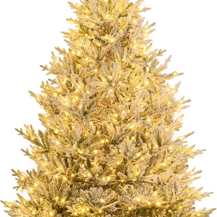 Goplus 6FT / 7FT / 8FT Pre-Lit Snow Flocked Christmas Tree Holiday Home Office Decoration