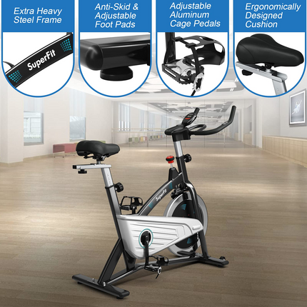 Goplus Magnetic Stationary Bike, Indoor Exercise Cycling Bike Smooth Belt Drive - GoplusUS