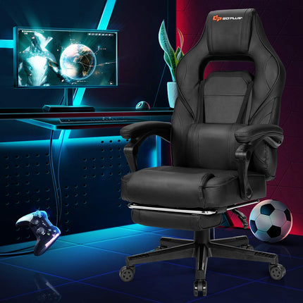 Massage Gaming Chair, Seat Height Adjustment Racing Computer Office Chair - GoplusUS