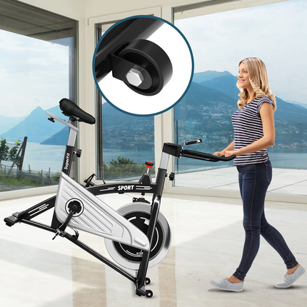 Indoor Exercise Cycling Bike, Smooth Belt Drive Stationary Bike W/ Heart Rate, LCD Monitor - GoplusUS