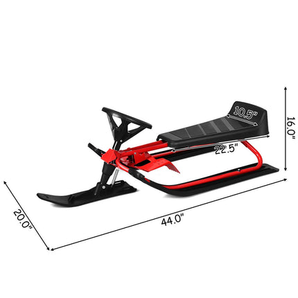 Ski Sled Slider Board with Steering Wheel - Goplus