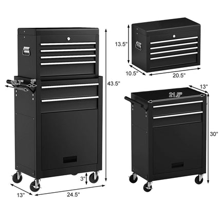 6-Drawer Rolling Tool Chest Removable Tool Storage Cabinet with Sliding Drawers - GoplusUS