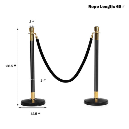 6pcs Stanchion Set, Crowd Control Barrier Stainless Steel Stanchion Posts Queue Pole - GoplusUS