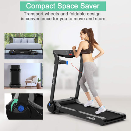 Goplus 3HP Electric Folding Treadmill, with APP Control, Bluetooth Speaker and HD Touch Screen - GoplusUS