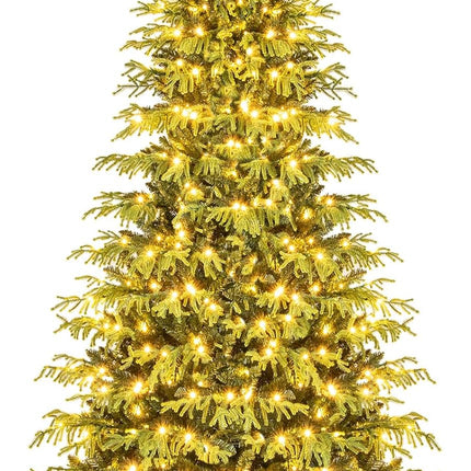 Goplus Pre-Lit Artificial Hinged Full Xmas Tree with PVC & Soft TPE Branch Tips