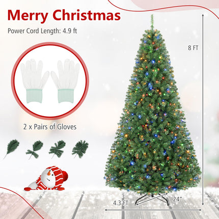 Goplus 6ft/7ft/8ft Pre-Lit Artificial Christmas Tree with Remote Control