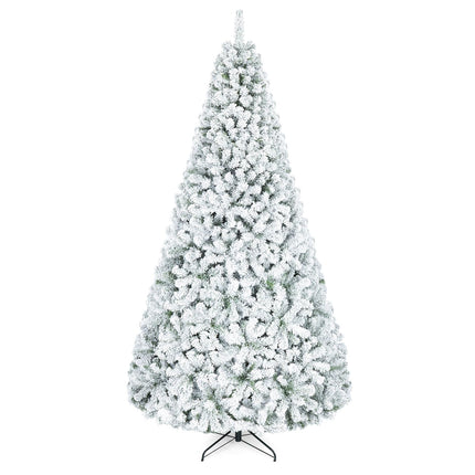 Goplus 6FT/7.5FT/9FT Artificial Christmas Tree | Unlit Flocked White Snow Xmas Tree Hinged