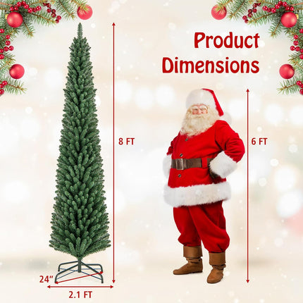 Goplus 5ft / 6ft / 7ft / 8ft Slim Pencil Christmas Tree with Quick Shape Technology