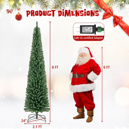 Goplus Pre-Lit Pencil Christmas Tree with Memory Wire Branch Tips & Warm White LED Lights