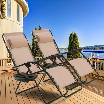 Goplus 2PC Zero Gravity Chairs Lounge Patio Folding Recliner - GoplusUS