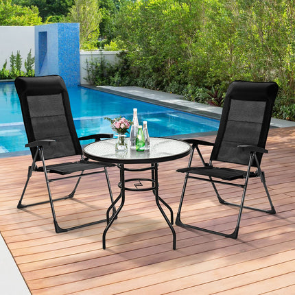 Folding Patio Sling Chairs, Portable Dining Chair with Headrest - GoplusUS