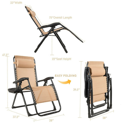 Zero Gravity Chair, 500-lb Capacity Oversized Recliner with Cup Holder