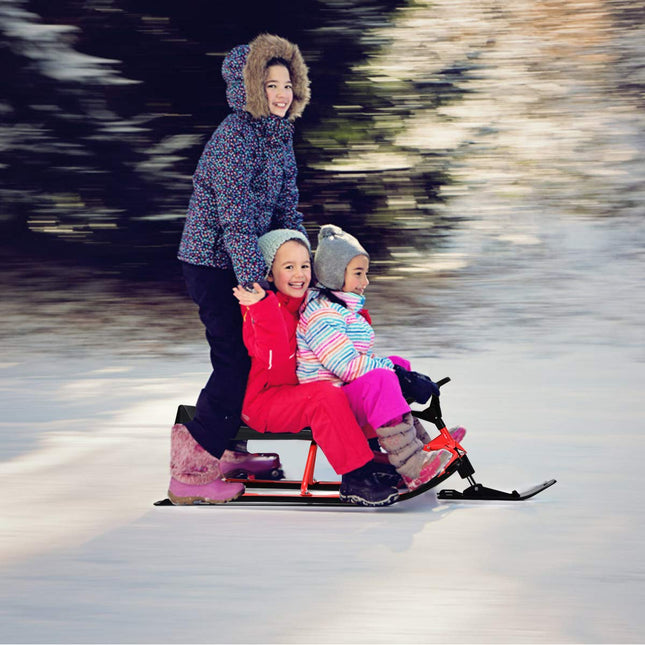 Ski Sled Slider Board with Twin Brakes - Goplus