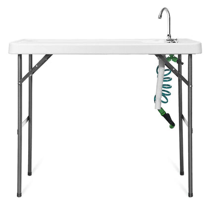 Folding Fish Table Fillet Hunting Cleaning Cutting Camping Sink Table - GoplusUS