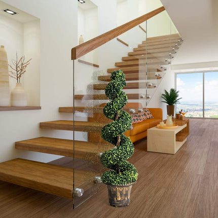 4 Ft Artificial Boxwood Spiral Tree, Fake Greenery Plants - GoplusUS