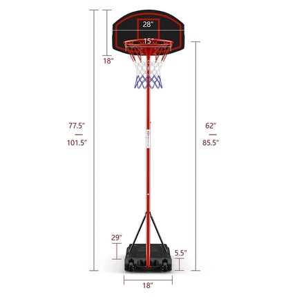 Portable Basketball Hoop, Height Adjustable Basketball Goal System [6.5FT-8.5FT] w/Shatterproof Backboard