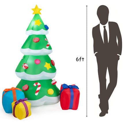 6ft Inflatable Christmas Tree Blow Up Xmas Decoration with 3 Gift Boxes - GoplusUS