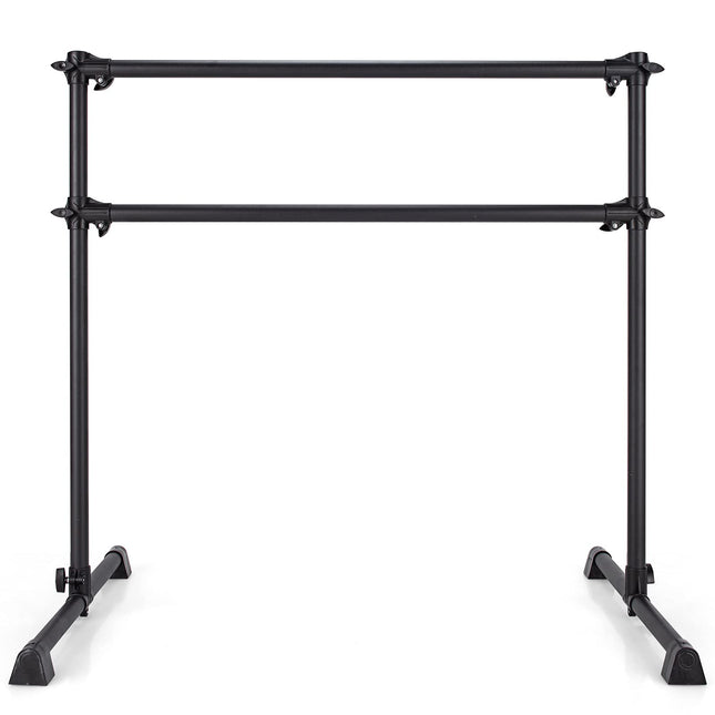 Goplus Double Ballet Barre Bar, Portable 4 FT Freestanding Dancing Bar w/ 7" - 46" Adjustable Height - GoplusUS