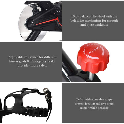 Stationary Bicycle, Indoor Cycling Bike, with Heart Rate Sensors