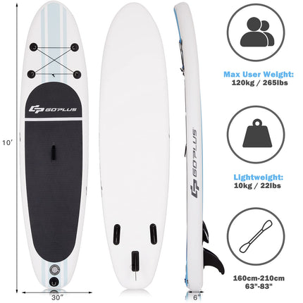 Goplus Inflatable Stand up Paddle Board Surfboard SUP Board with Adjustable Paddle Carry Bag - GoplusUS