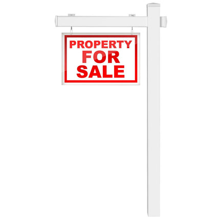Goplus Vinyl UPVC Real Estate Sign Post, 6 Ft Realtor Yard Sign Post for Open - GoplusUS