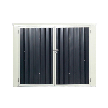 Outdoor Storage Shed 6' x 3', Multi-Purpose Galvanized Steel Garbage Cans Box - GoplusUS