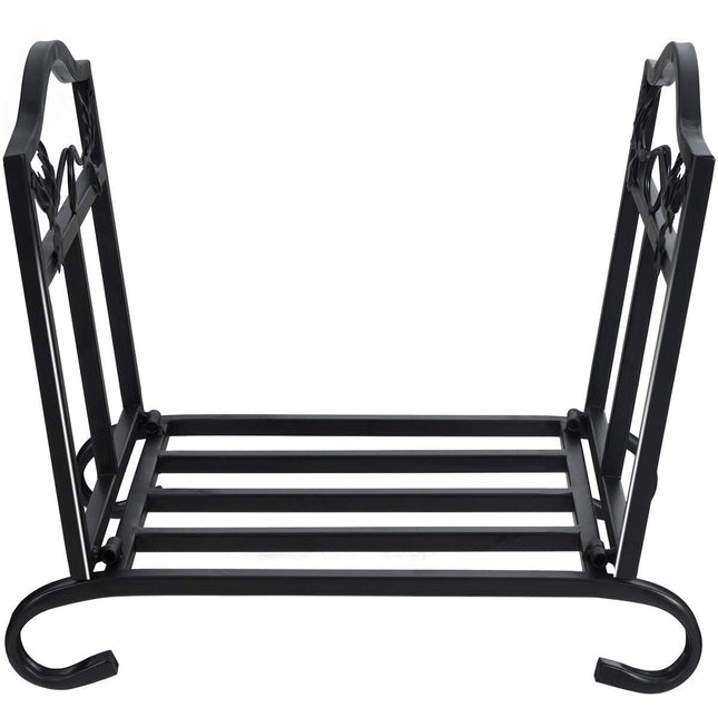 Goplus Foldable Firewood Log Rack, Wrought Iron Firewood Storage Carrier - GoplusUS