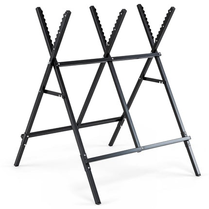 Goplus Adjustable Metal Sawbuck with Anti-Slip Sawteeth and Non-Slip Foot Pads