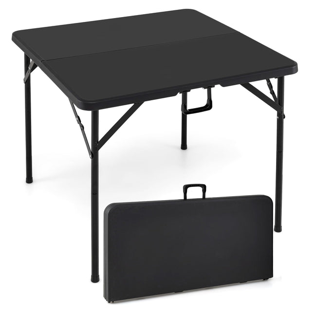 Goplus 34” Folding Table Square Foldable Card Table with Carrying Handle for Picnic Camping