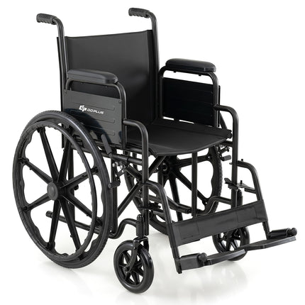 Goplus Lightweight Folding Wheelchair for Adults | Heavy-Duty Mobility Support for Senior