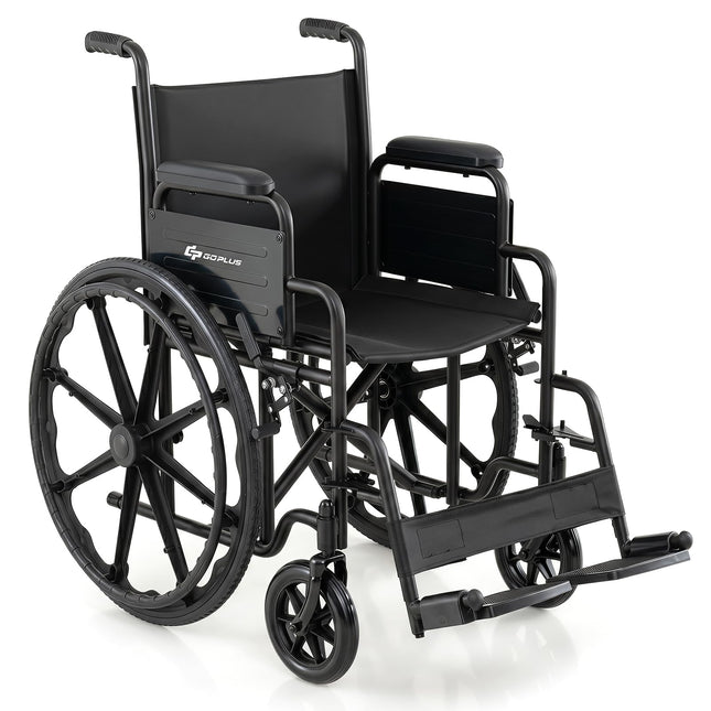 Goplus Lightweight Folding Wheelchair for Adults | Heavy-Duty Mobility Support for Senior