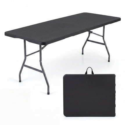 Goplus 6 FT Plastic Folding Table Fold-in-Half Camping Table