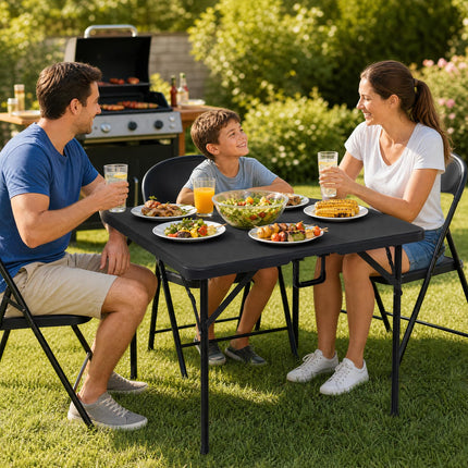 Goplus 34” Folding Table Square Foldable Card Table with Carrying Handle for Picnic Camping