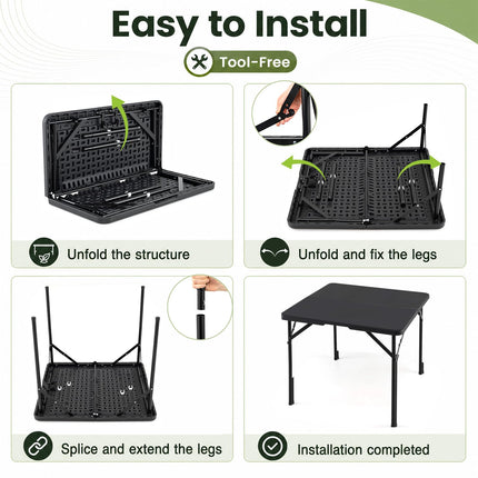 Goplus 34” Folding Table Square Foldable Card Table with Carrying Handle for Picnic Camping