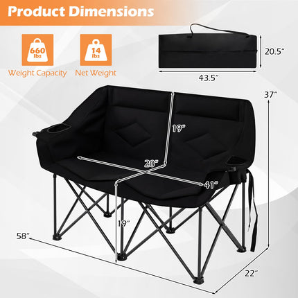 Goplus Oversized Padded Loveseat w/Cup Holders Glass Racks and Mesh Pockets