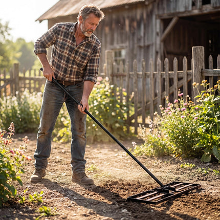 Goplus 30" x 10" Heavy Duty Lawn Leveling Rake w/ Ergonomic Handle for Soil